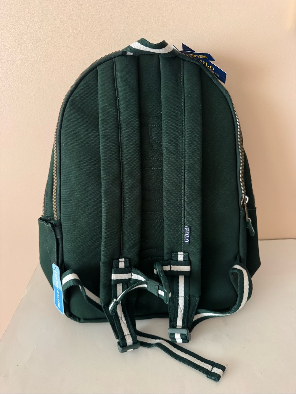 Polo Ralph Lauren Embroidered Bear & Dog Forest Green Backpack. New - Picture 3 of 10